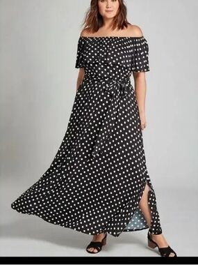 NWT! Lane Bryant Polka Dot 4-Way Convertible Off Shoulder Maxi Dress- Size 18/20